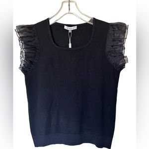 (NWT) Siani Milano‎ Black Sweater with Ruffled Sleeves - Women's Size Small